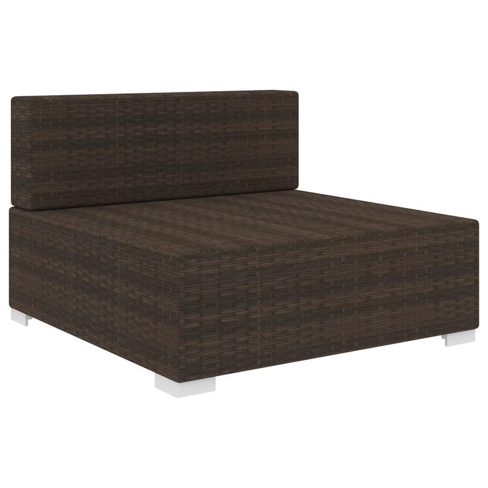 vidaXL Sectional Middle Seat with Cushions Poly Rattan Brown, 48288. Picture 2