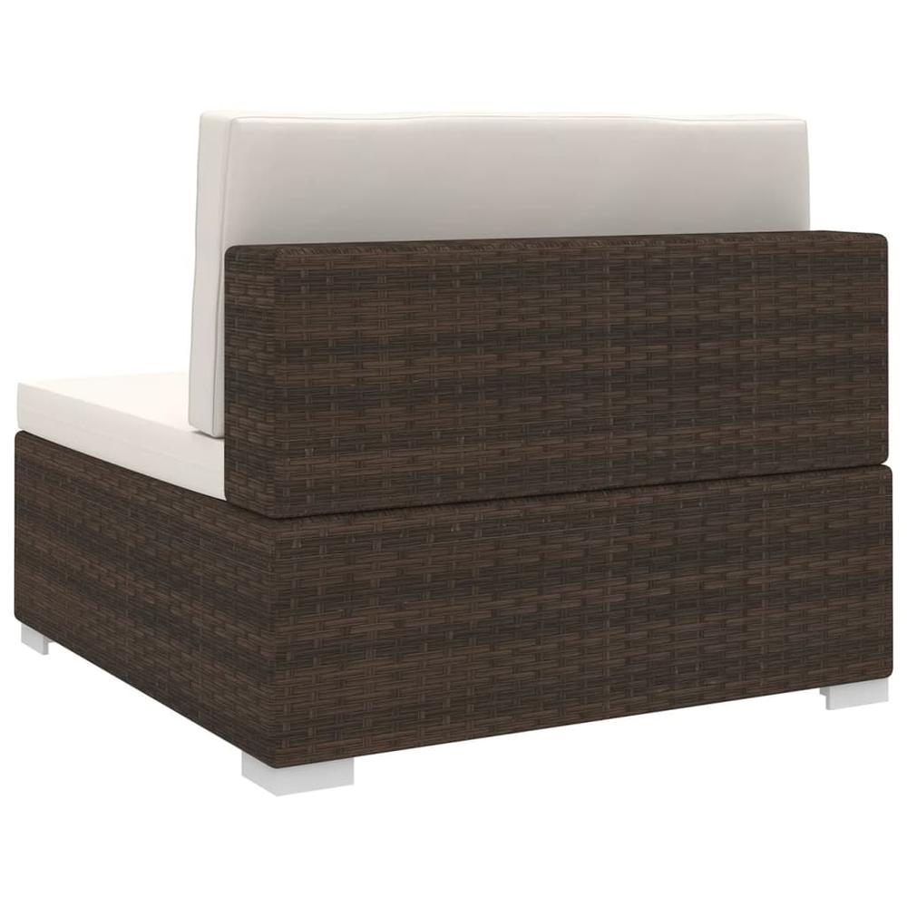 vidaXL Sectional Middle Seat with Cushions Poly Rattan Brown, 48288. Picture 4