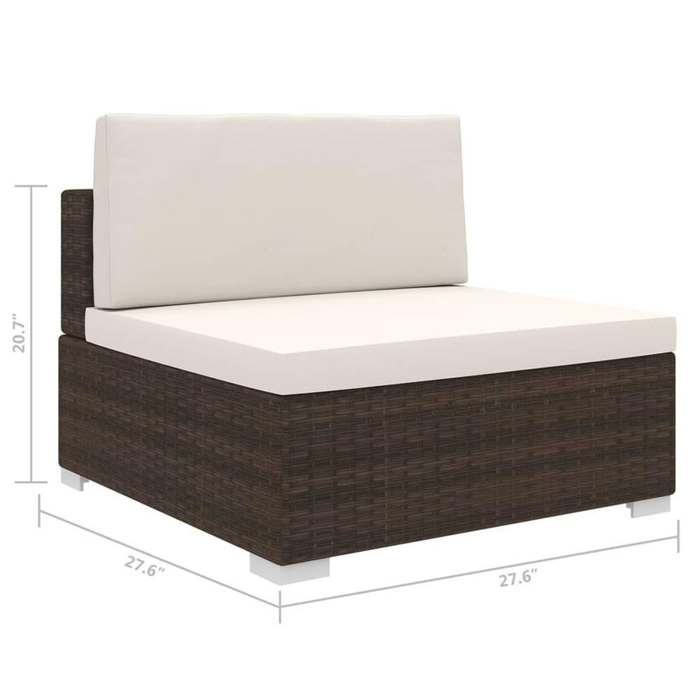 vidaXL Sectional Middle Seat with Cushions Poly Rattan Brown, 48288. Picture 5