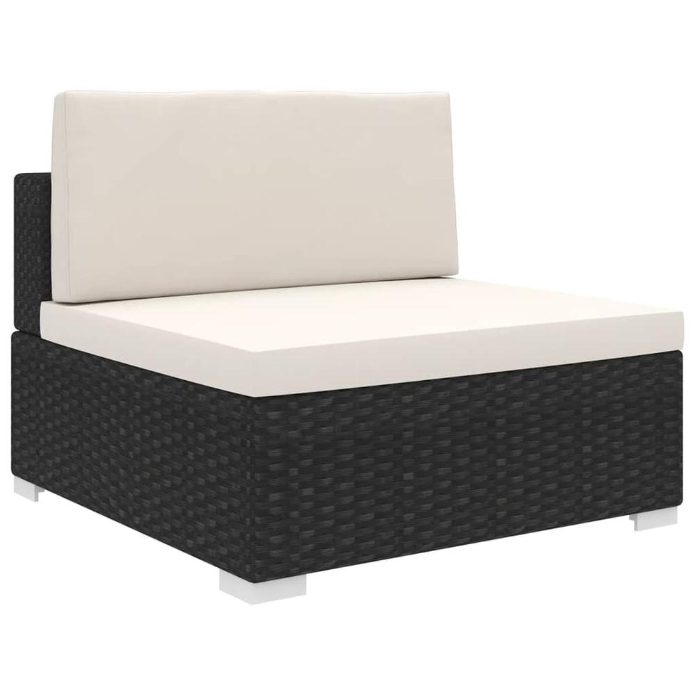 vidaXL Sectional Middle Seat with Cushions Poly Rattan Black, 48289. Picture 1