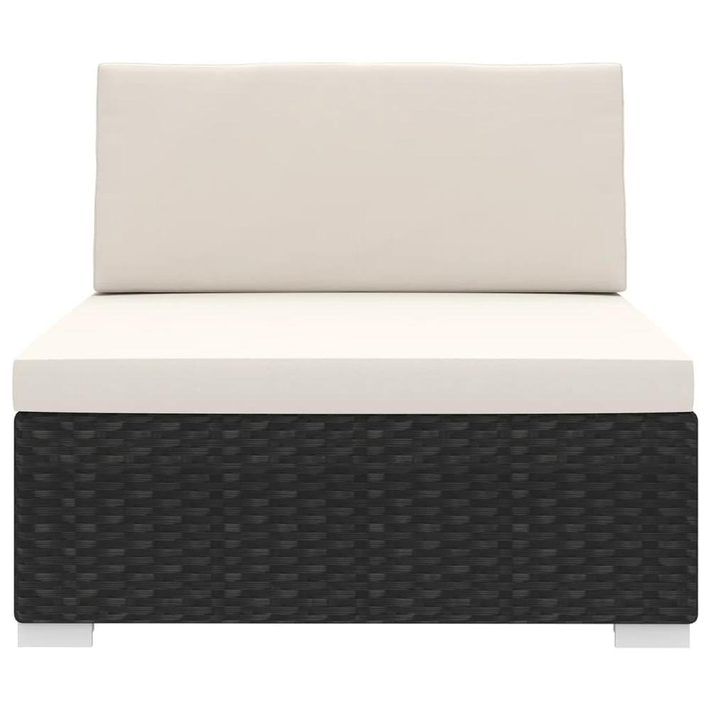 vidaXL Sectional Middle Seat with Cushions Poly Rattan Black, 48289. Picture 3