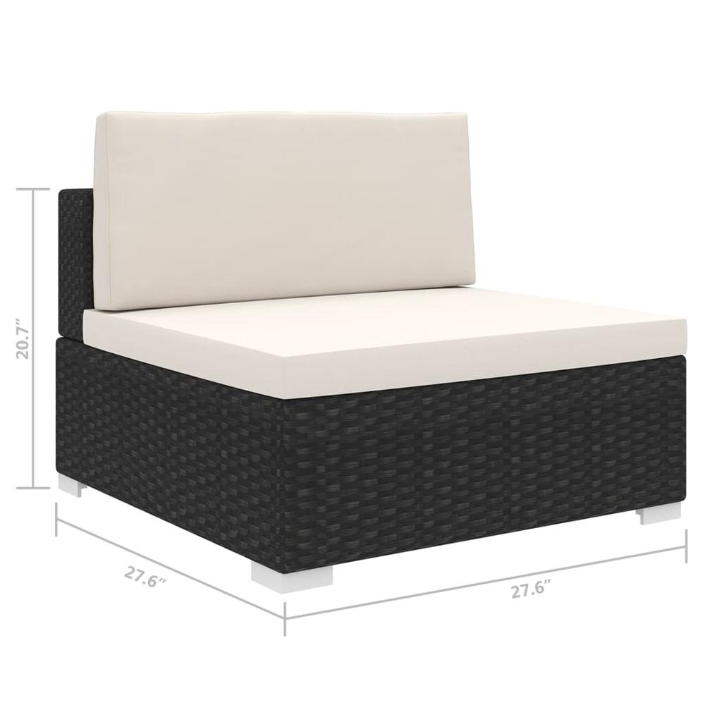 vidaXL Sectional Middle Seat with Cushions Poly Rattan Black, 48289. Picture 5