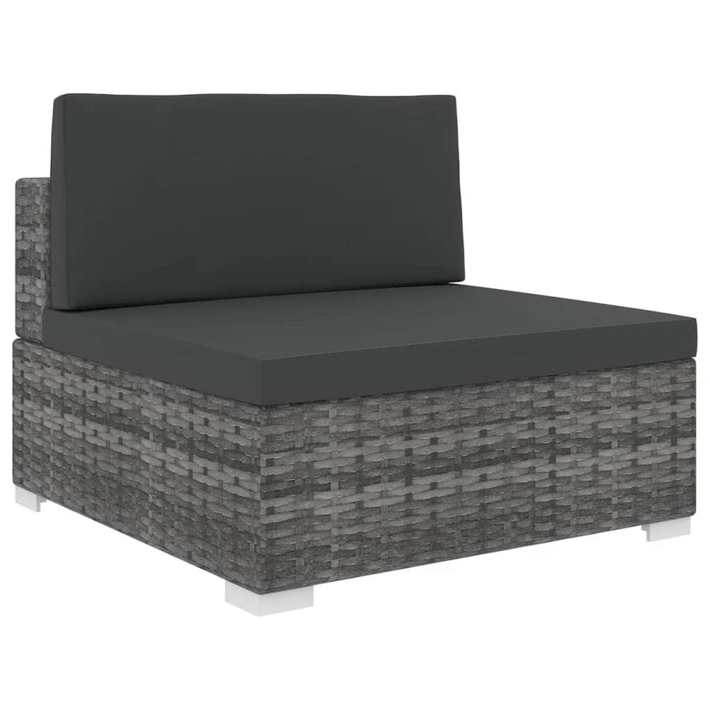 vidaXL Sectional Middle Seat with Cushions Poly Rattan Gray, 48290. Picture 1