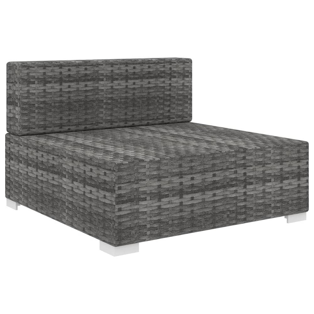 vidaXL Sectional Middle Seat with Cushions Poly Rattan Gray, 48290. Picture 2