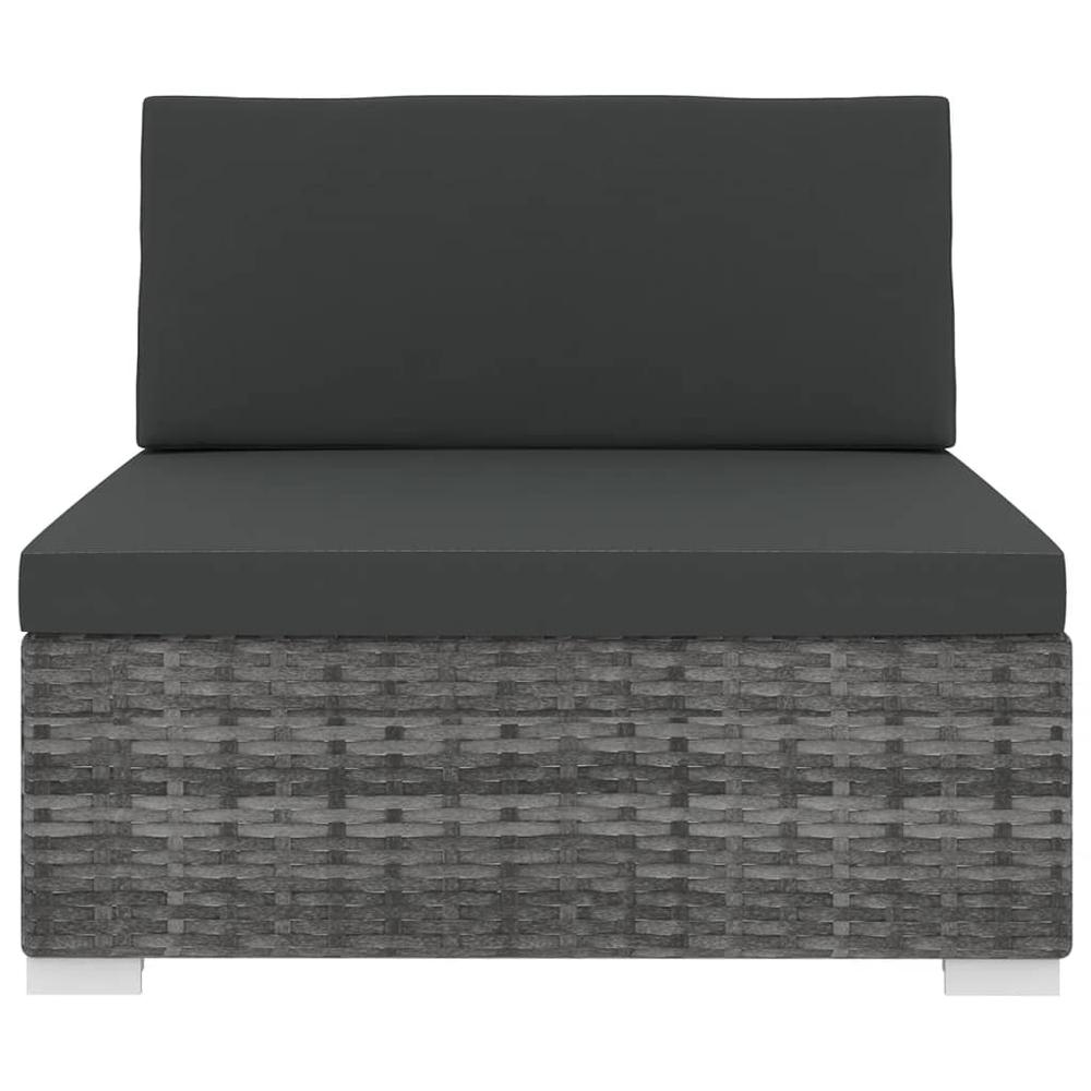 vidaXL Sectional Middle Seat with Cushions Poly Rattan Gray, 48290. Picture 3