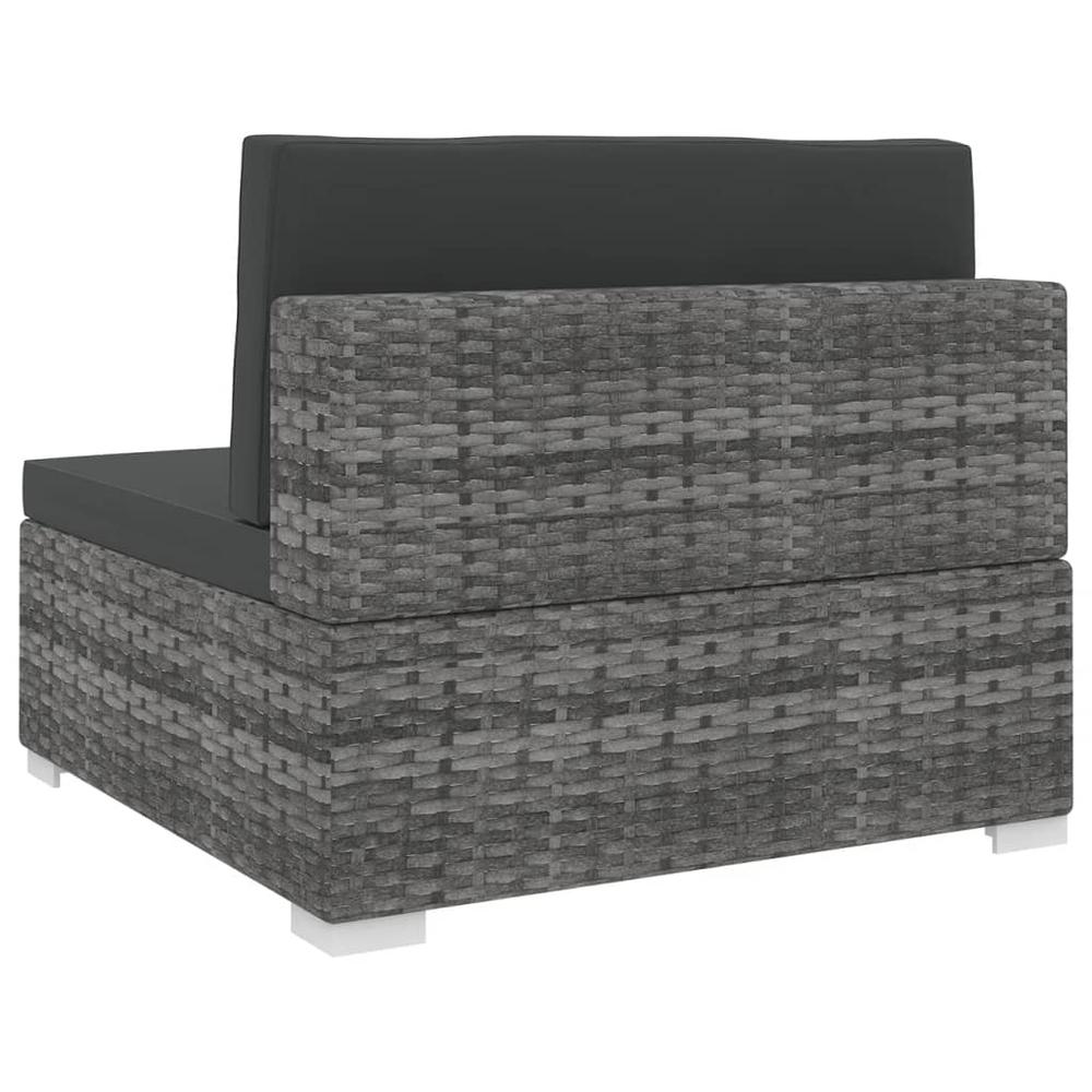 vidaXL Sectional Middle Seat with Cushions Poly Rattan Gray, 48290. Picture 4