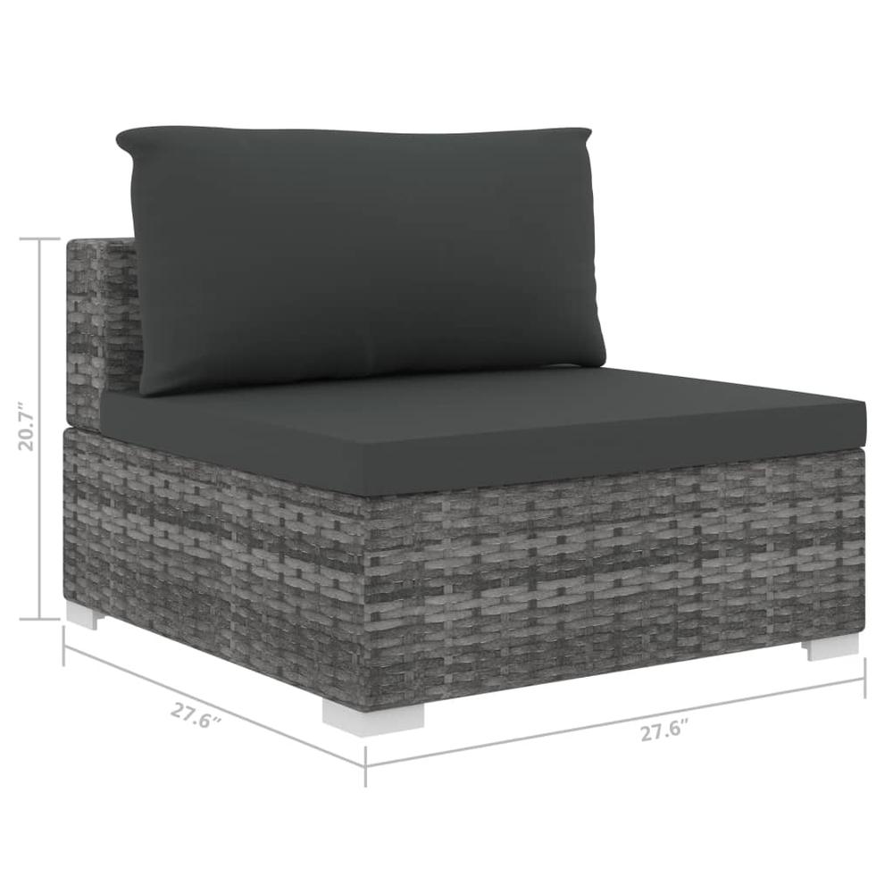 vidaXL Sectional Middle Seat with Cushions Poly Rattan Gray, 48290. Picture 5