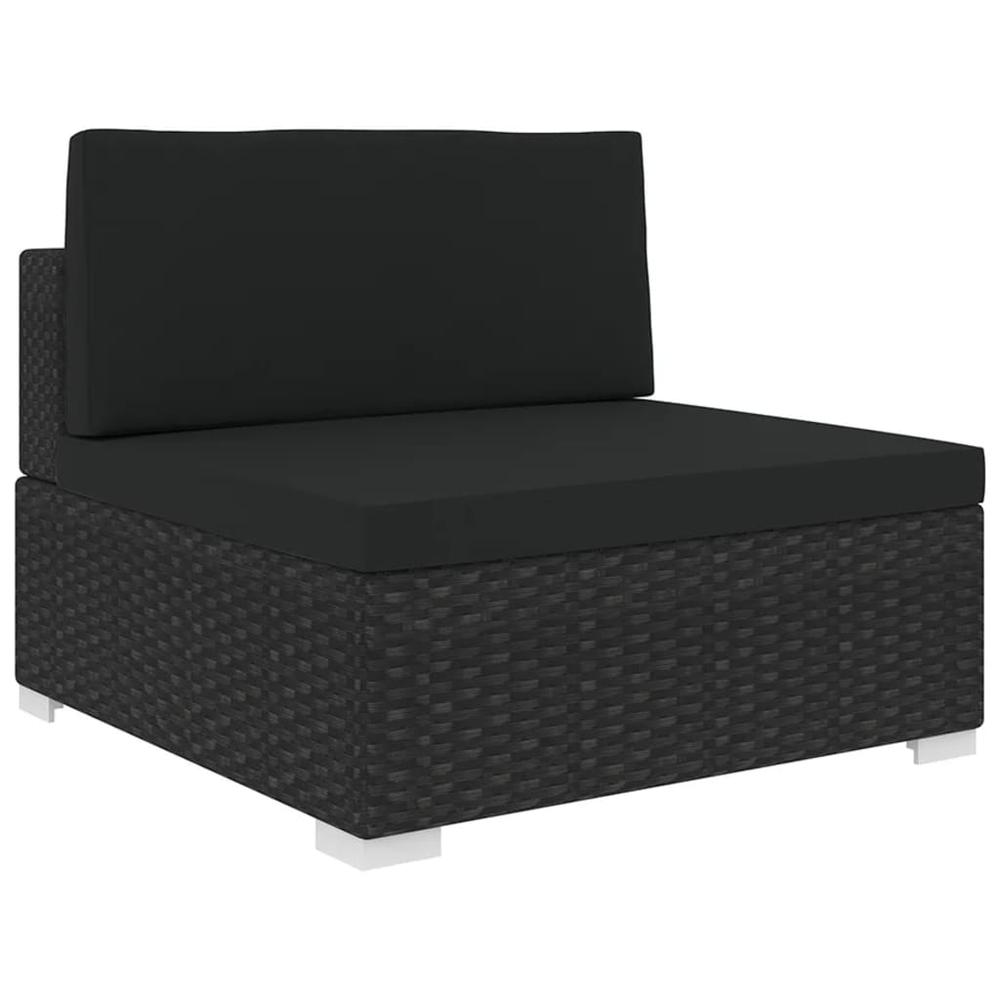 vidaXL Sectional Middle Seat with Cushions Poly Rattan Black, 48291. Picture 1