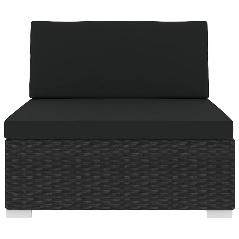 vidaXL Sectional Middle Seat with Cushions Poly Rattan Black, 48291. Picture 3