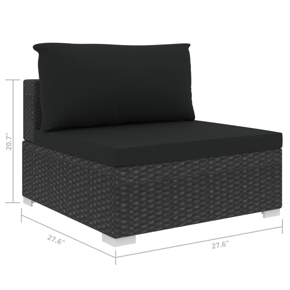 vidaXL Sectional Middle Seat with Cushions Poly Rattan Black, 48291. Picture 5