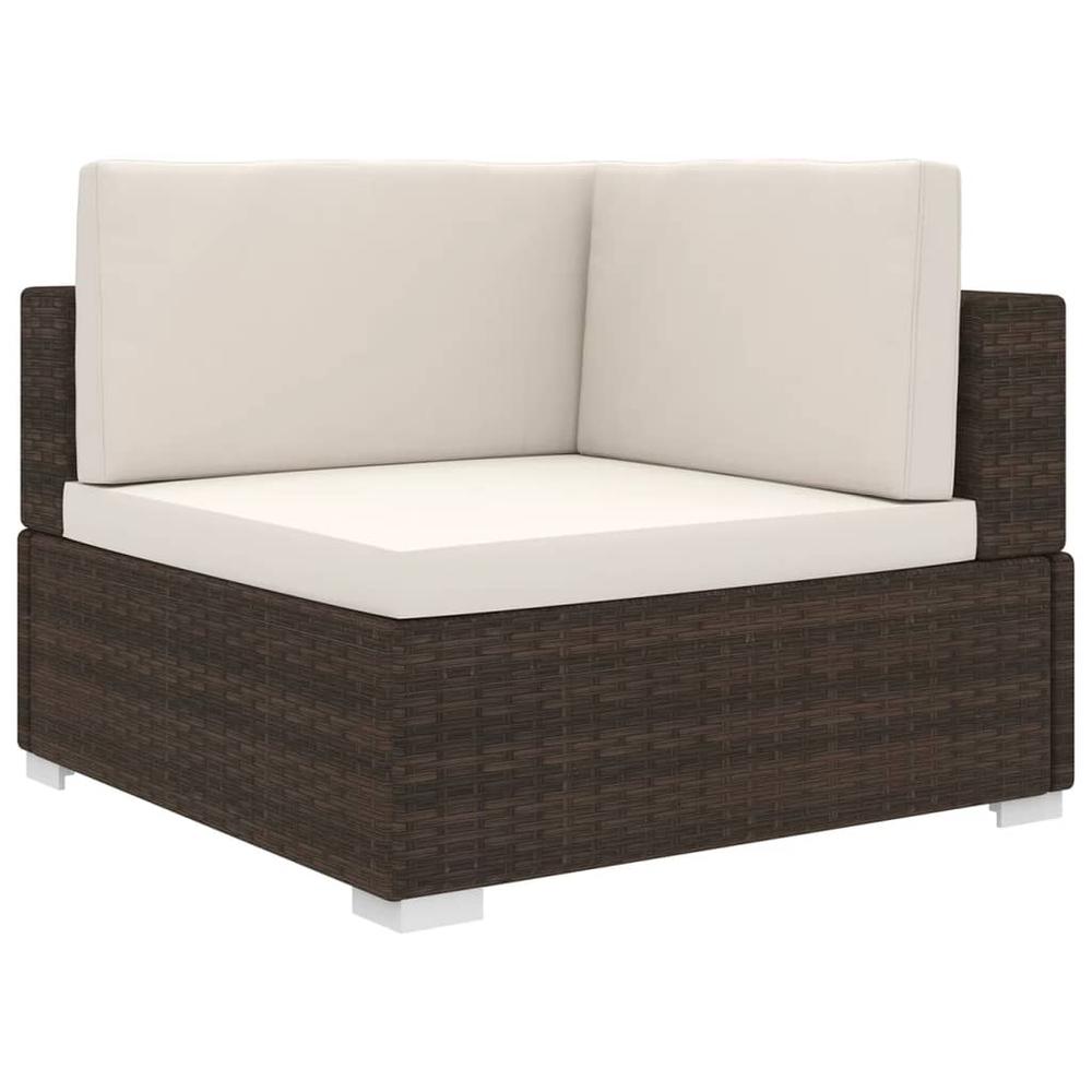 vidaXL Sectional Corner Chair with Cushions Poly Rattan Brown, 48292. Picture 1