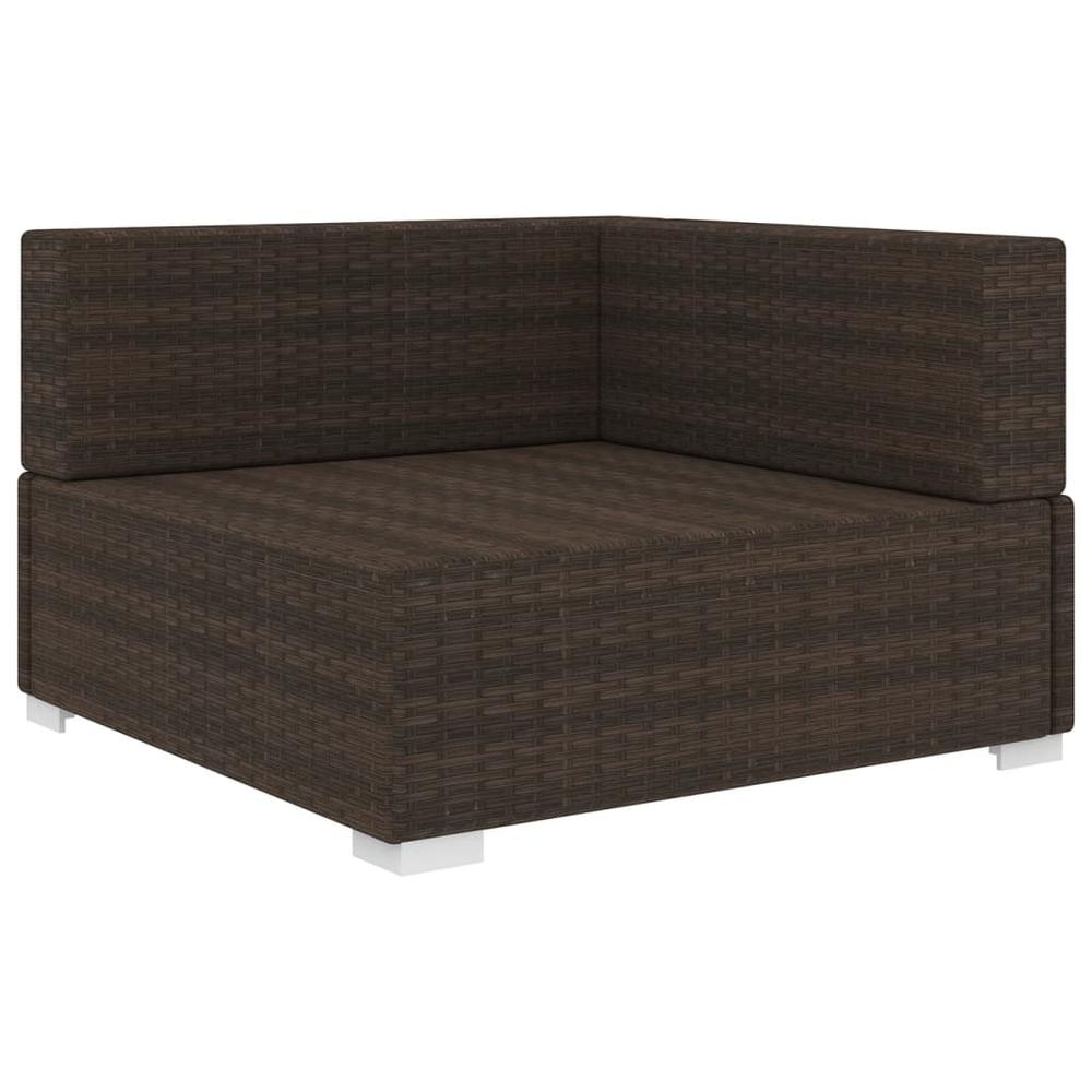 vidaXL Sectional Corner Chair with Cushions Poly Rattan Brown, 48292. Picture 2