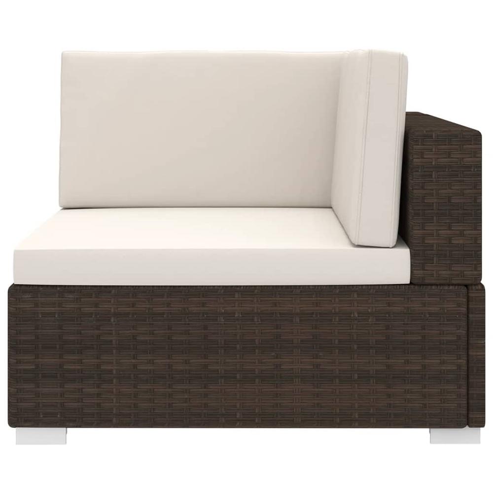 vidaXL Sectional Corner Chair with Cushions Poly Rattan Brown, 48292. Picture 3