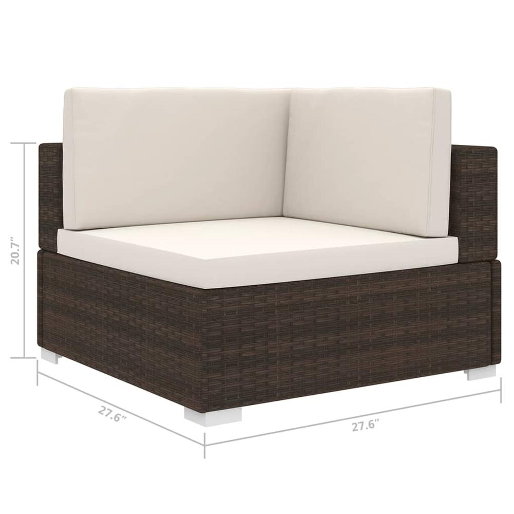 vidaXL Sectional Corner Chair with Cushions Poly Rattan Brown, 48292. Picture 5