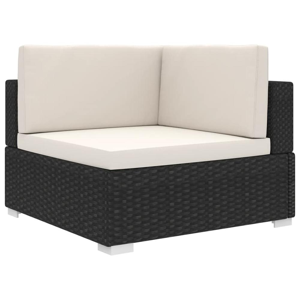 vidaXL Sectional Corner Chair with Cushions Poly Rattan Black, 48293. Picture 1