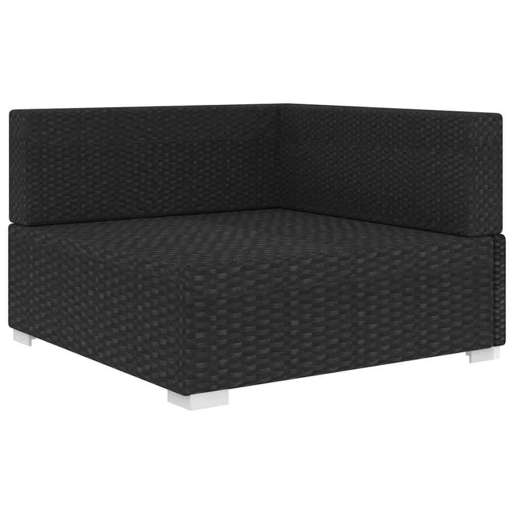 vidaXL Sectional Corner Chair with Cushions Poly Rattan Black, 48293. Picture 2