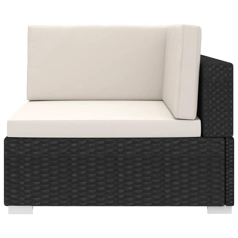 vidaXL Sectional Corner Chair with Cushions Poly Rattan Black, 48293. Picture 3