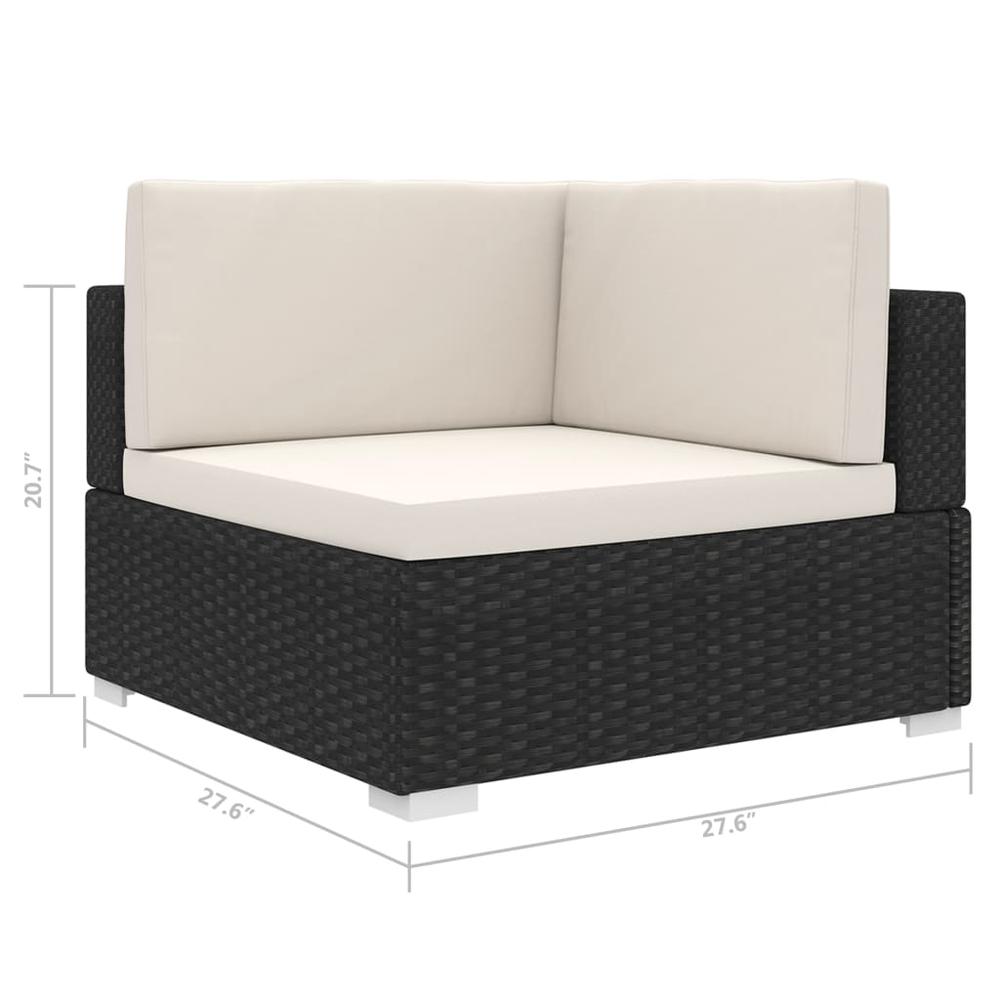 vidaXL Sectional Corner Chair with Cushions Poly Rattan Black, 48293. Picture 5