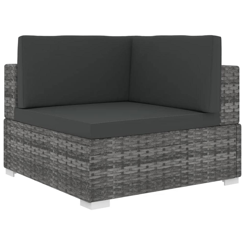 vidaXL Sectional Corner Chair with Cushions Poly Rattan Gray, 48294. Picture 1