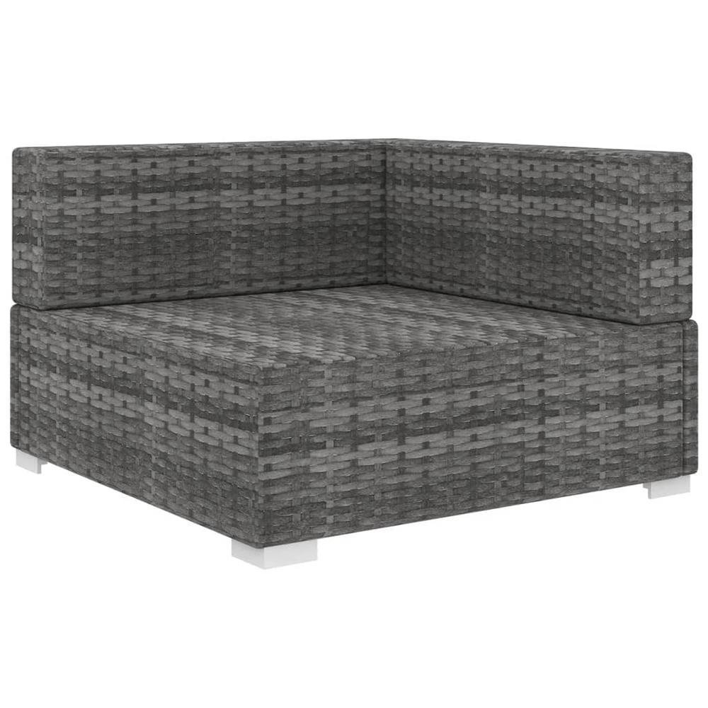 vidaXL Sectional Corner Chair with Cushions Poly Rattan Gray, 48294. Picture 2