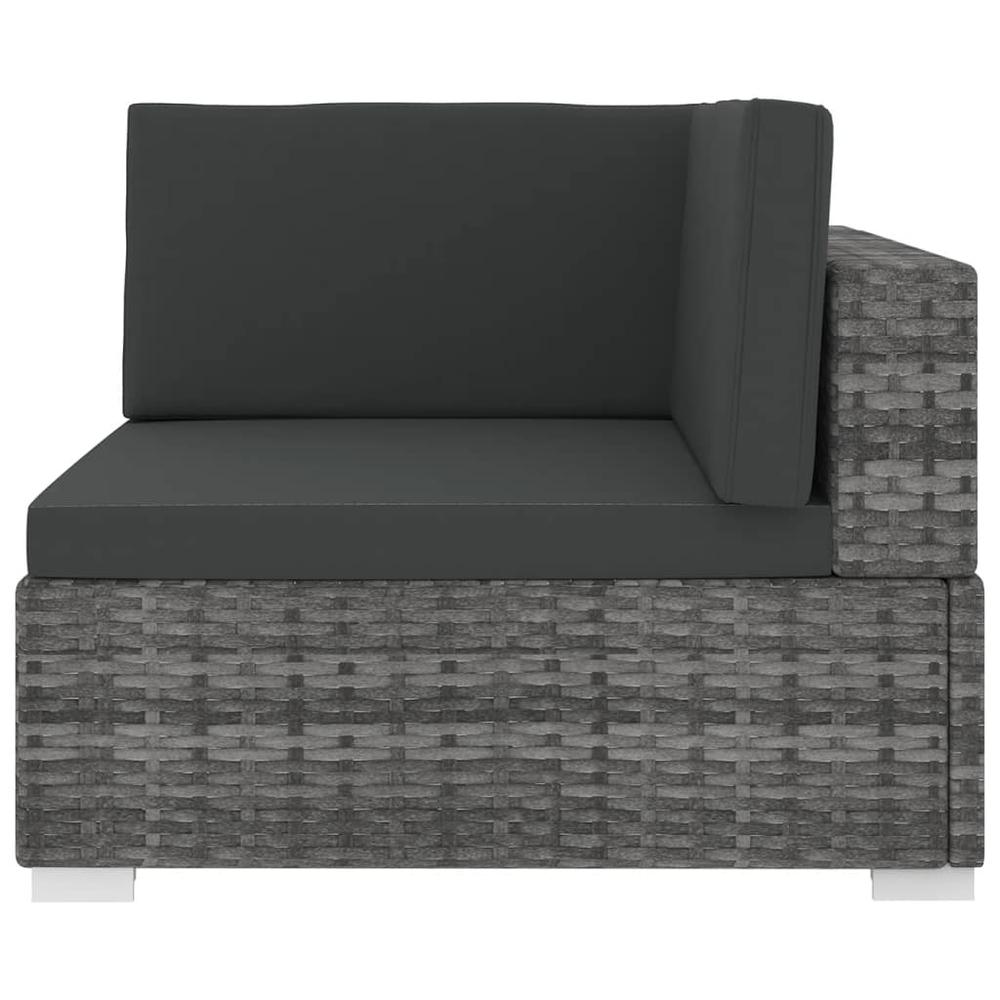 vidaXL Sectional Corner Chair with Cushions Poly Rattan Gray, 48294. Picture 3