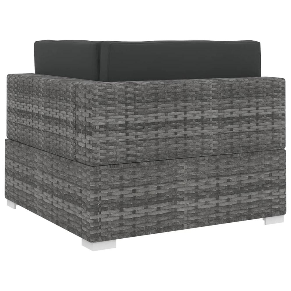 vidaXL Sectional Corner Chair with Cushions Poly Rattan Gray, 48294. Picture 4
