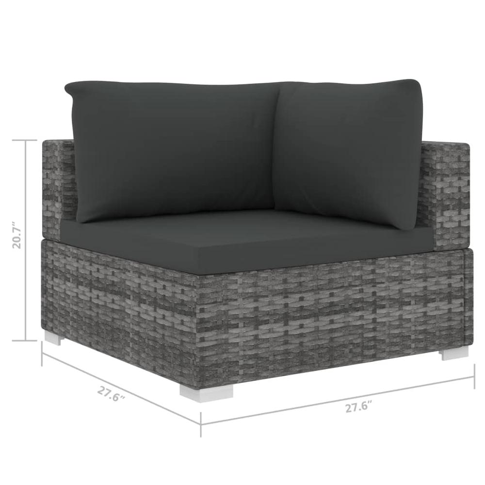 vidaXL Sectional Corner Chair with Cushions Poly Rattan Gray, 48294. Picture 5