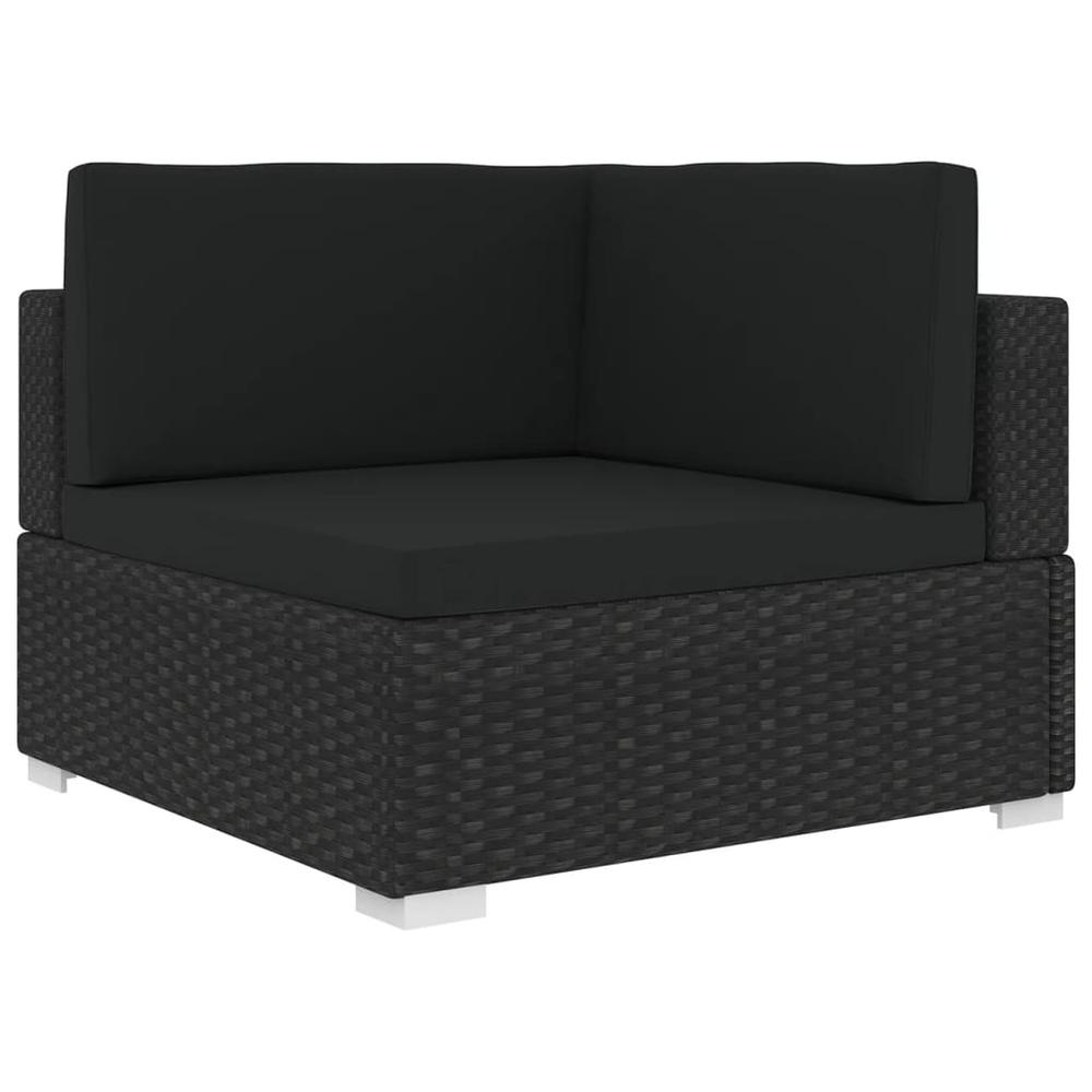 vidaXL Sectional Corner Chair with Cushions Poly Rattan Black, 48295. Picture 1