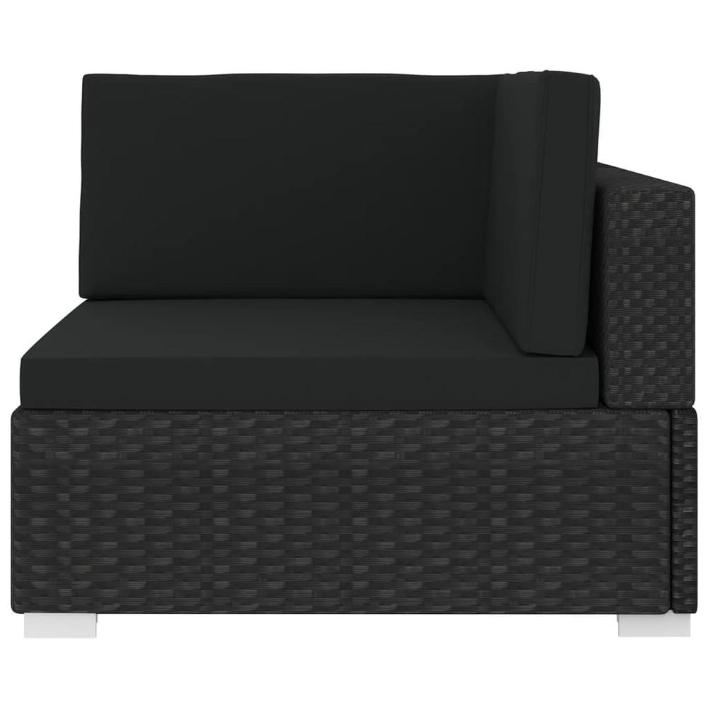 vidaXL Sectional Corner Chair with Cushions Poly Rattan Black, 48295. Picture 3