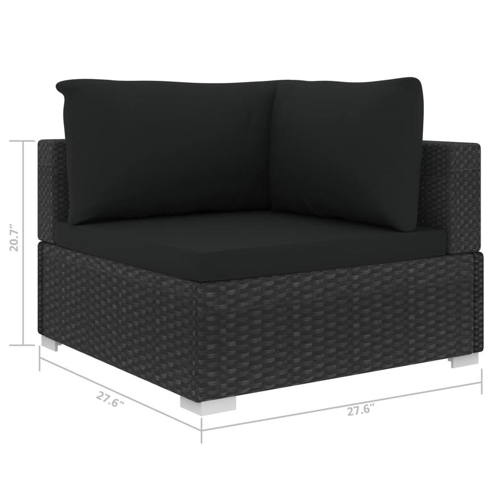 vidaXL Sectional Corner Chair with Cushions Poly Rattan Black, 48295. Picture 5
