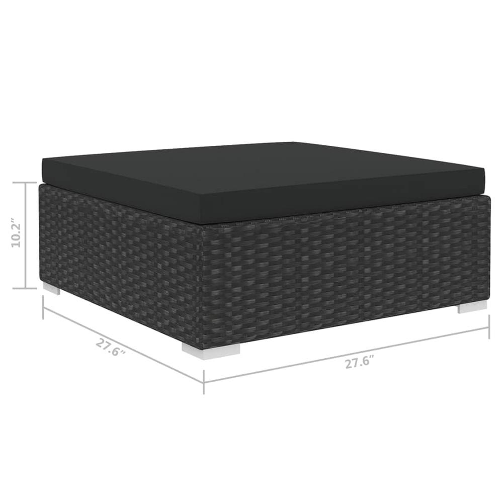 vidaXL Sectional Footrest with Cushion Poly Rattan Black, 48299. Picture 4