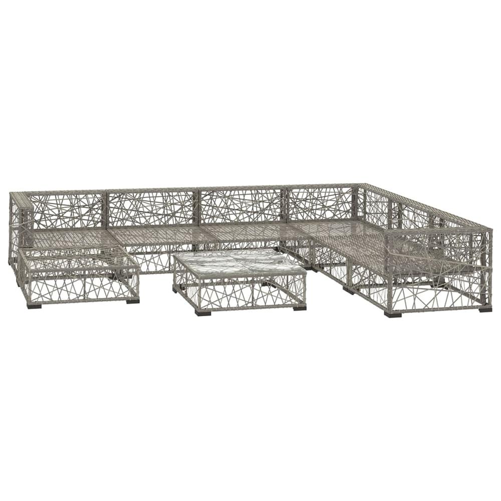 vidaXL 8 Piece Garden Lounge Set with Cushions Poly Rattan Gray, 48301. Picture 3
