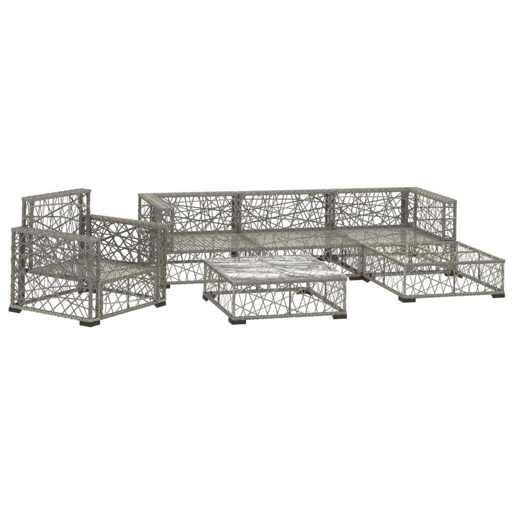 vidaXL 6 Piece Garden Lounge Set with Cushions Poly Rattan Gray, 48306. Picture 3