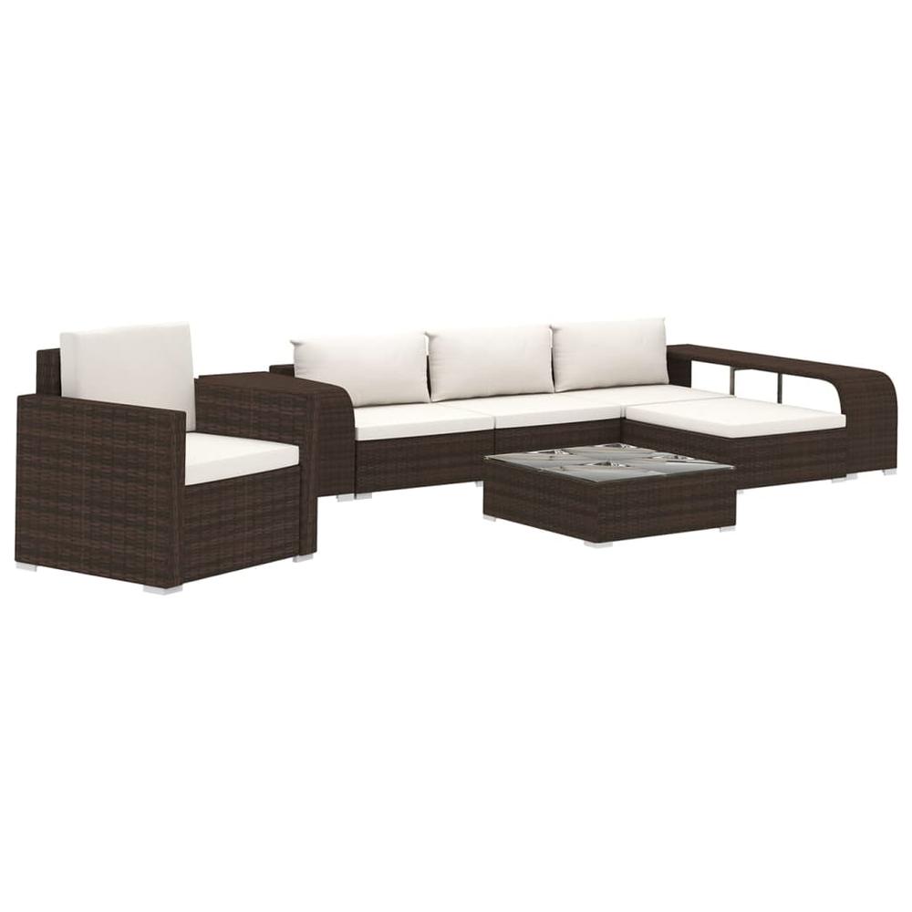 vidaXL 8 Piece Garden Lounge Set with Cushions Poly Rattan Brown, 48315. Picture 2