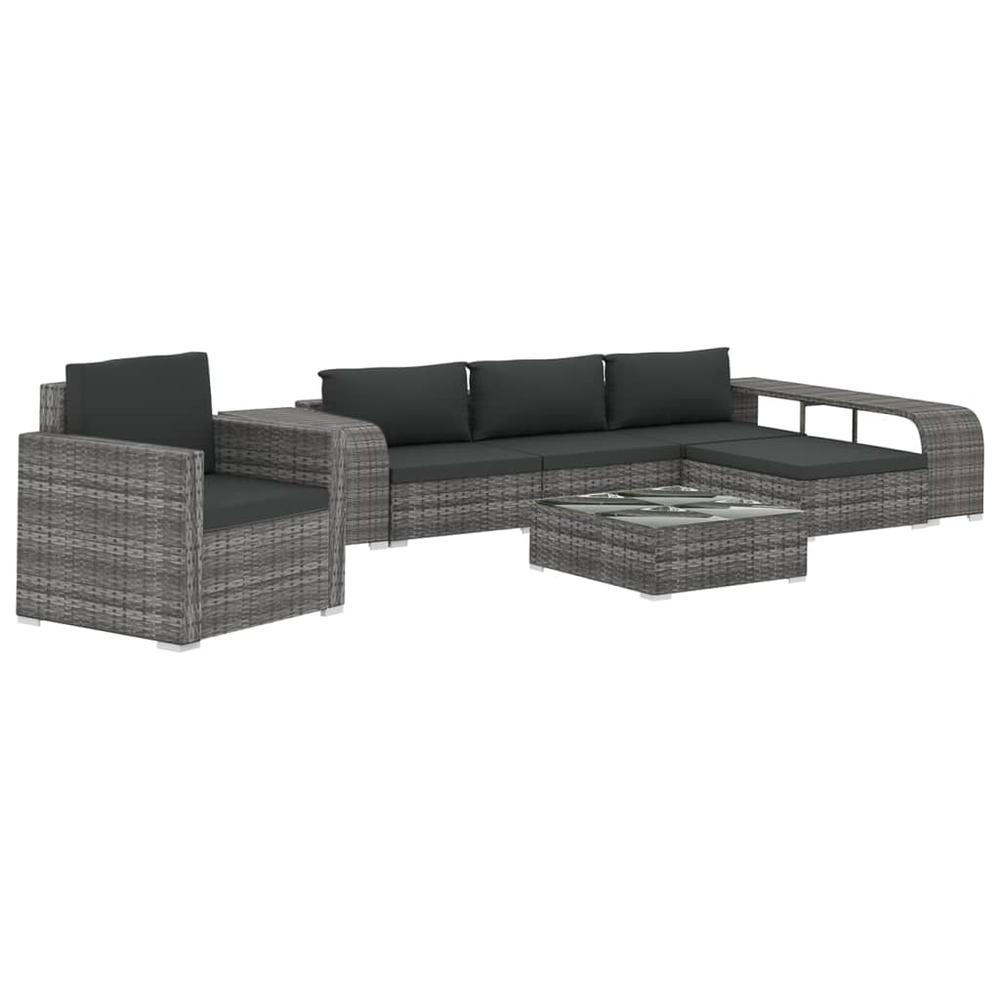 vidaXL 8 Piece Garden Lounge Set with Cushions Poly Rattan Gray, 48317. Picture 2