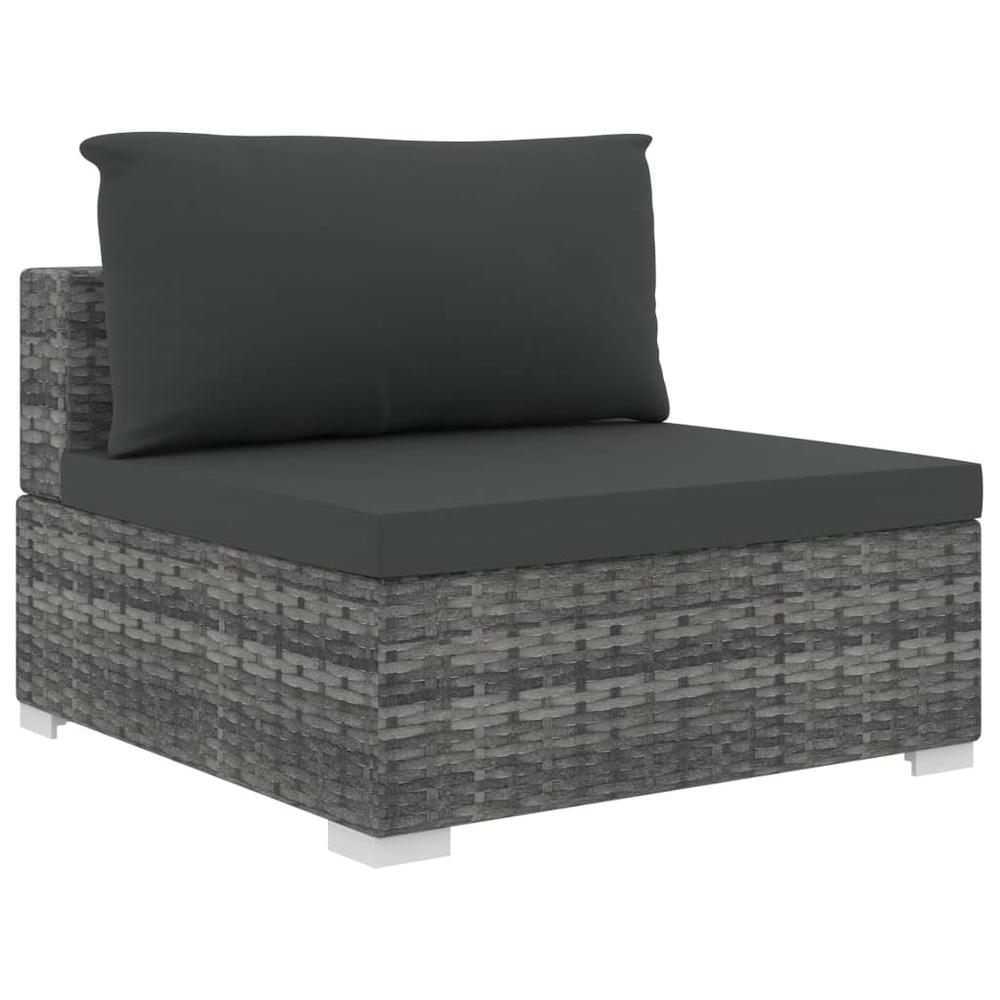 vidaXL 8 Piece Garden Lounge Set with Cushions Poly Rattan Gray, 48317. Picture 5