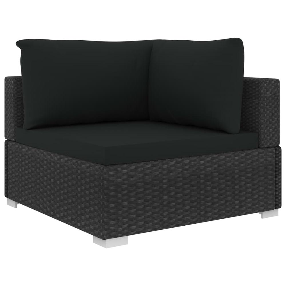 vidaXL 11 Piece Garden Lounge Set with Cushions Poly Rattan Black, 48322. Picture 4