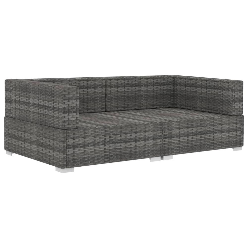 vidaXL 2 Piece Garden Sofa Set with Cushions Poly Rattan Gray, 48323. Picture 3