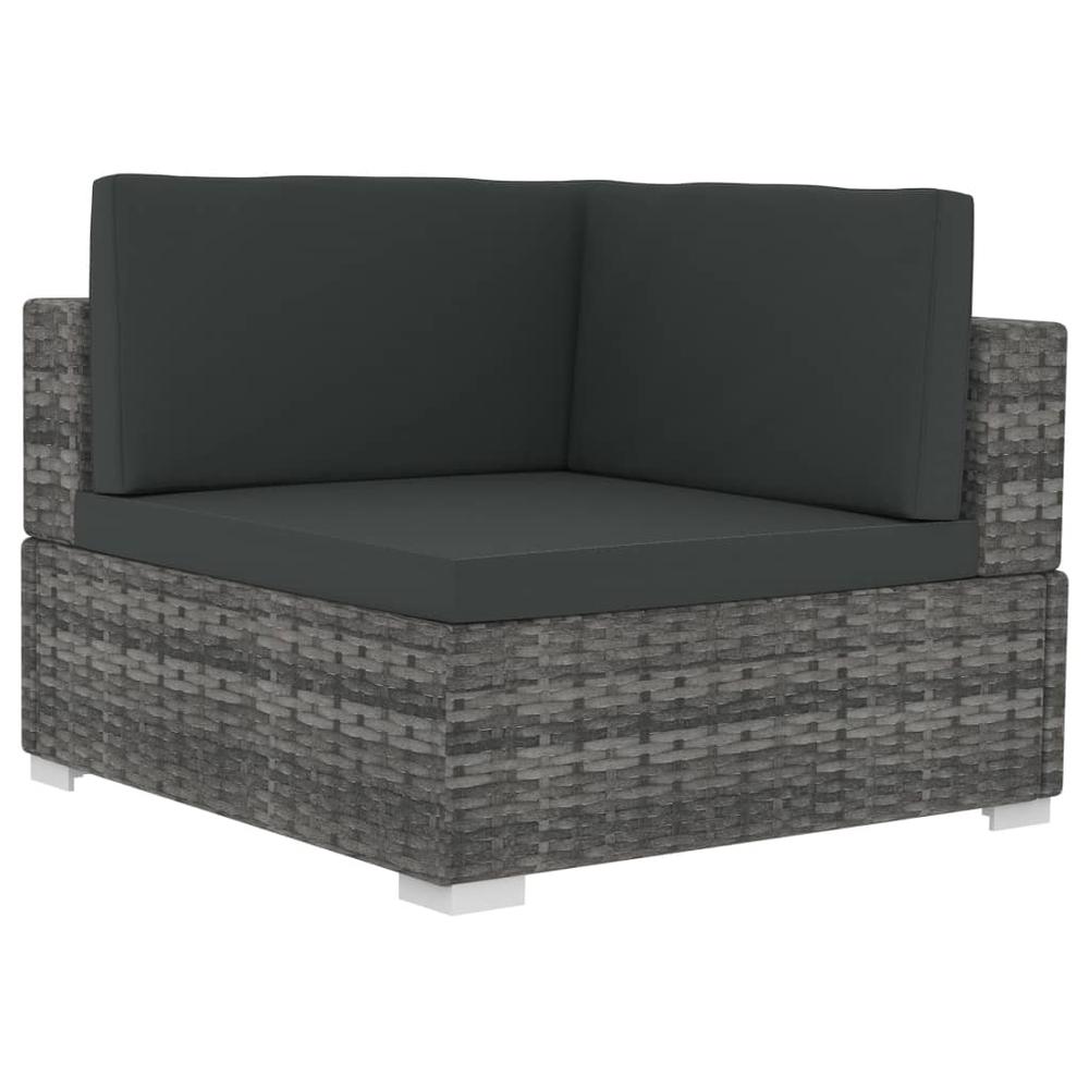 vidaXL 2 Piece Garden Sofa Set with Cushions Poly Rattan Gray, 48323. Picture 4