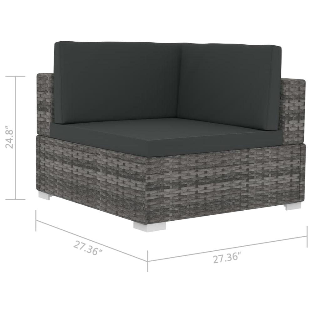 vidaXL 2 Piece Garden Sofa Set with Cushions Poly Rattan Gray, 48323. Picture 5