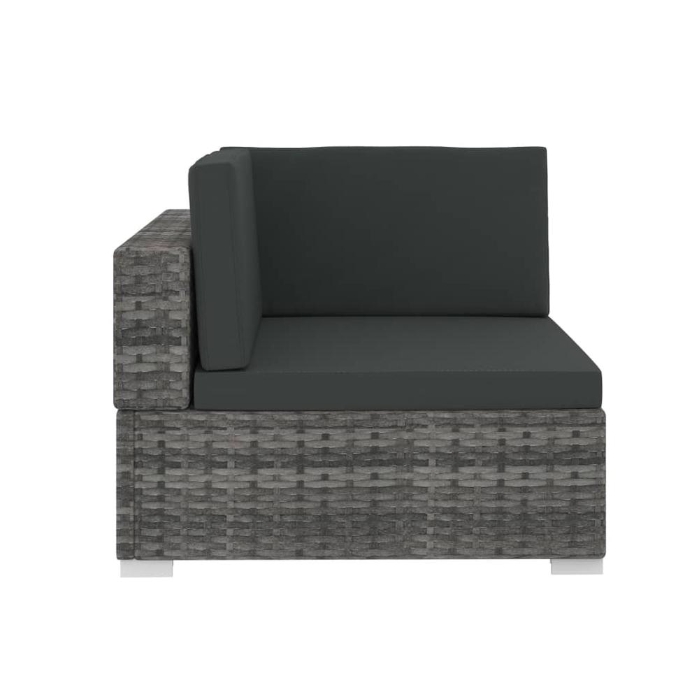 vidaXL 4 Piece Garden Sofa Set with Cushions Poly Rattan Gray, 48327. Picture 5
