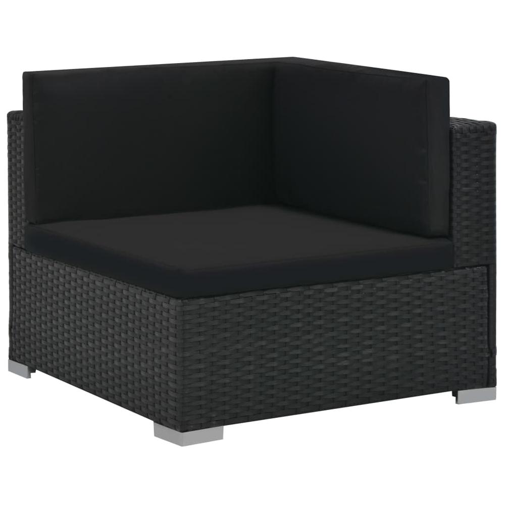 vidaXL 6 Piece Garden Lounge Set with Cushions Poly Rattan Black, 48329. Picture 6