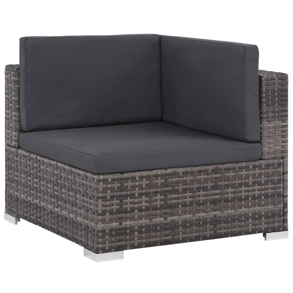 vidaXL 7 Piece Garden Lounge Set with Cushions Poly Rattan Gray, 48330. Picture 2