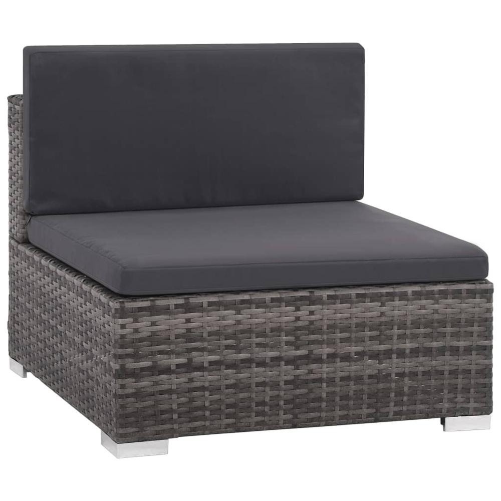 vidaXL 7 Piece Garden Lounge Set with Cushions Poly Rattan Gray, 48330. Picture 3