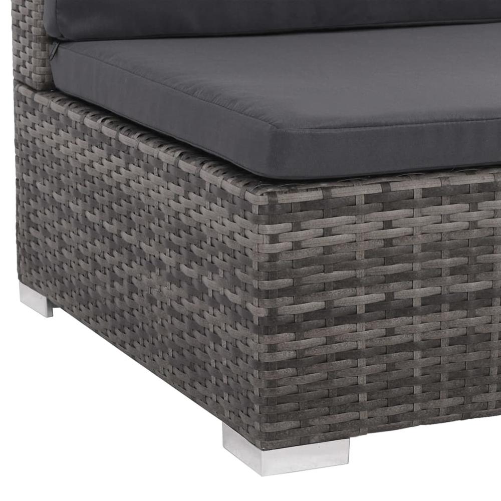 vidaXL 7 Piece Garden Lounge Set with Cushions Poly Rattan Gray, 48330. Picture 6