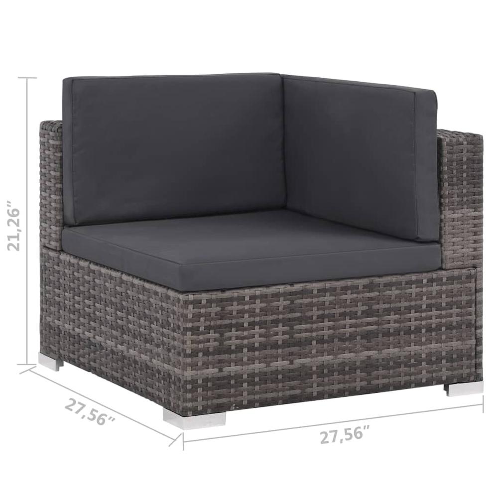 vidaXL 7 Piece Garden Lounge Set with Cushions Poly Rattan Gray, 48330. Picture 7