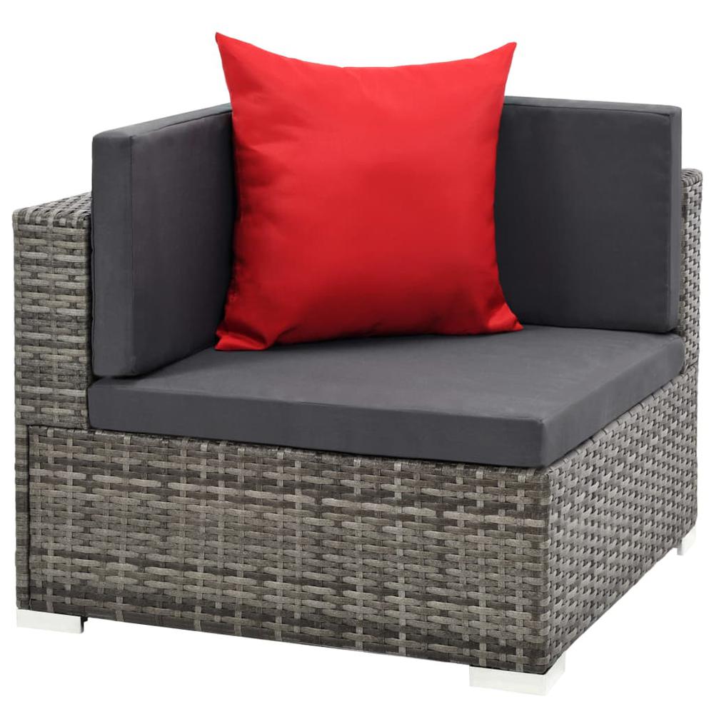 vidaXL 7 Piece Garden Lounge Set with Cushions Poly Rattan Gray, 48332. Picture 6