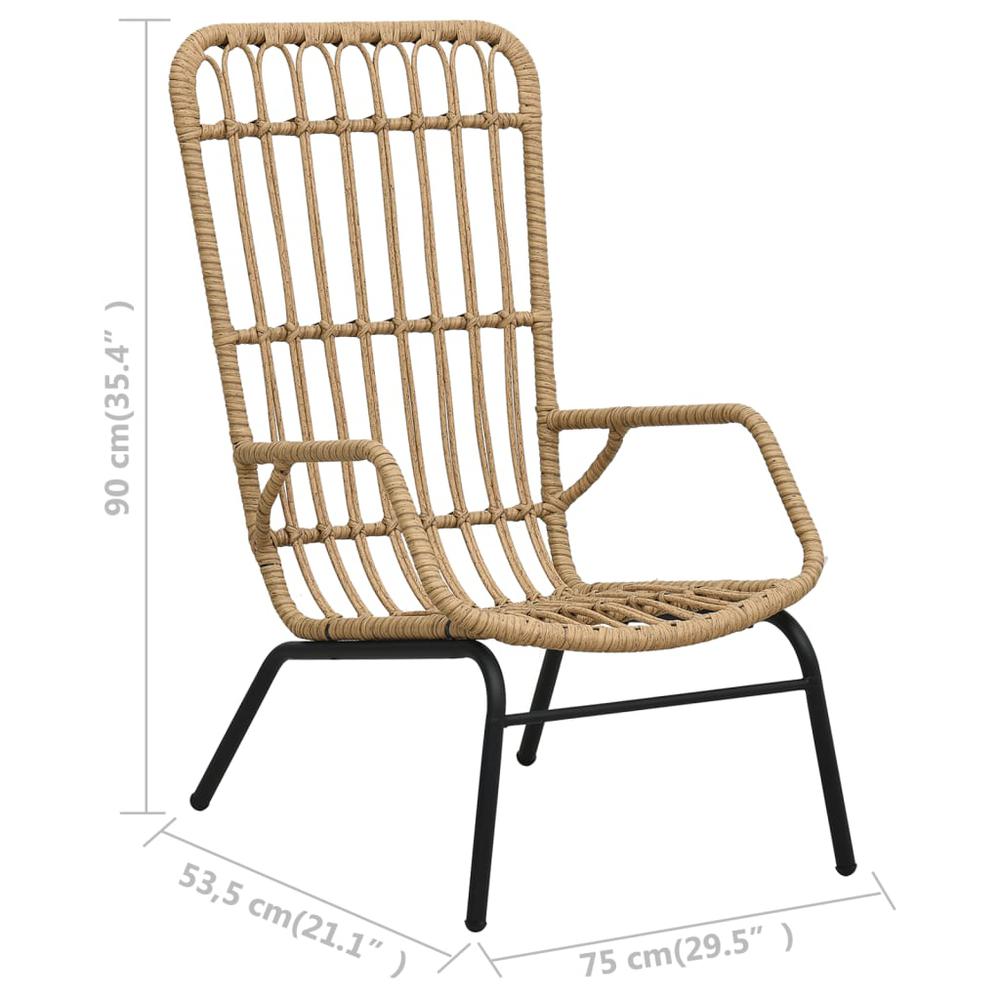 vidaXL Patio Chair Poly Rattan Light Brown. Picture 7