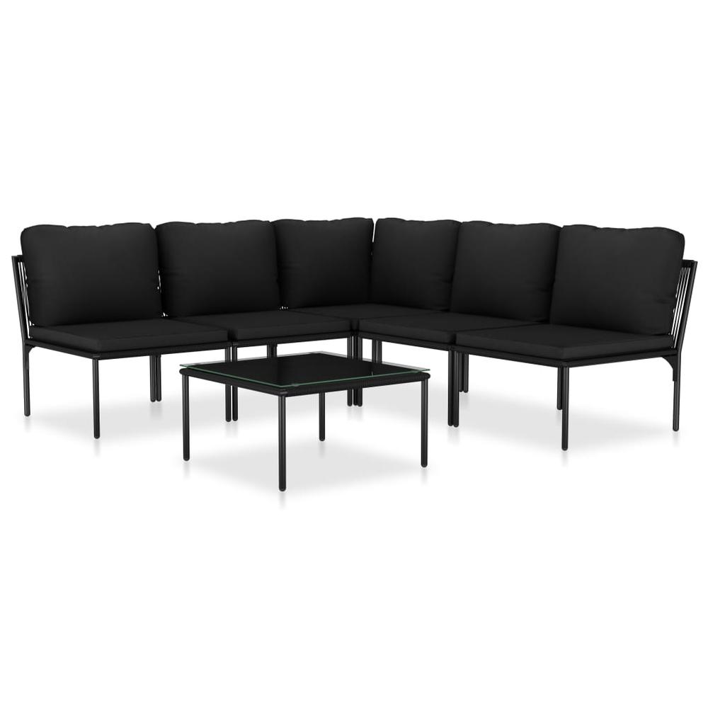 vidaXL 6 Piece Garden Lounge Set with Cushions Black PVC, 48588. Picture 2