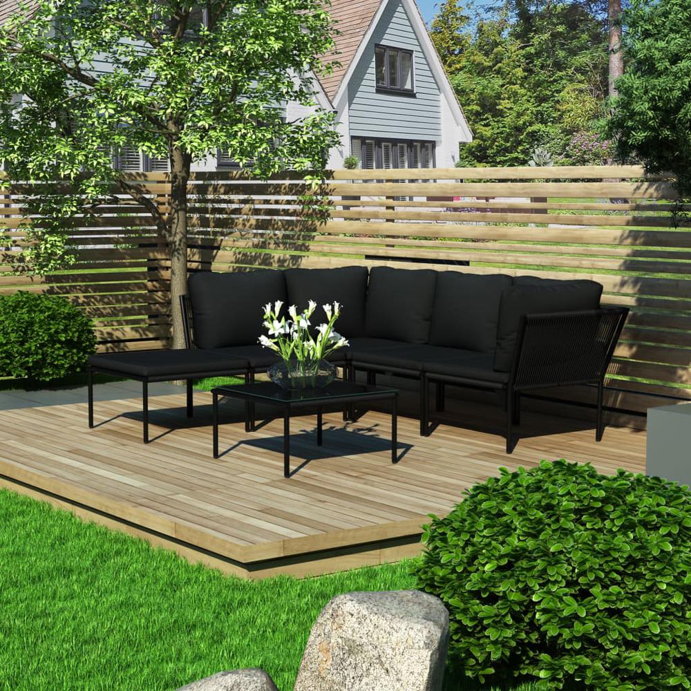 vidaXL 6 Piece Garden Lounge Set with Cushions Black PVC, 48589. The main picture.
